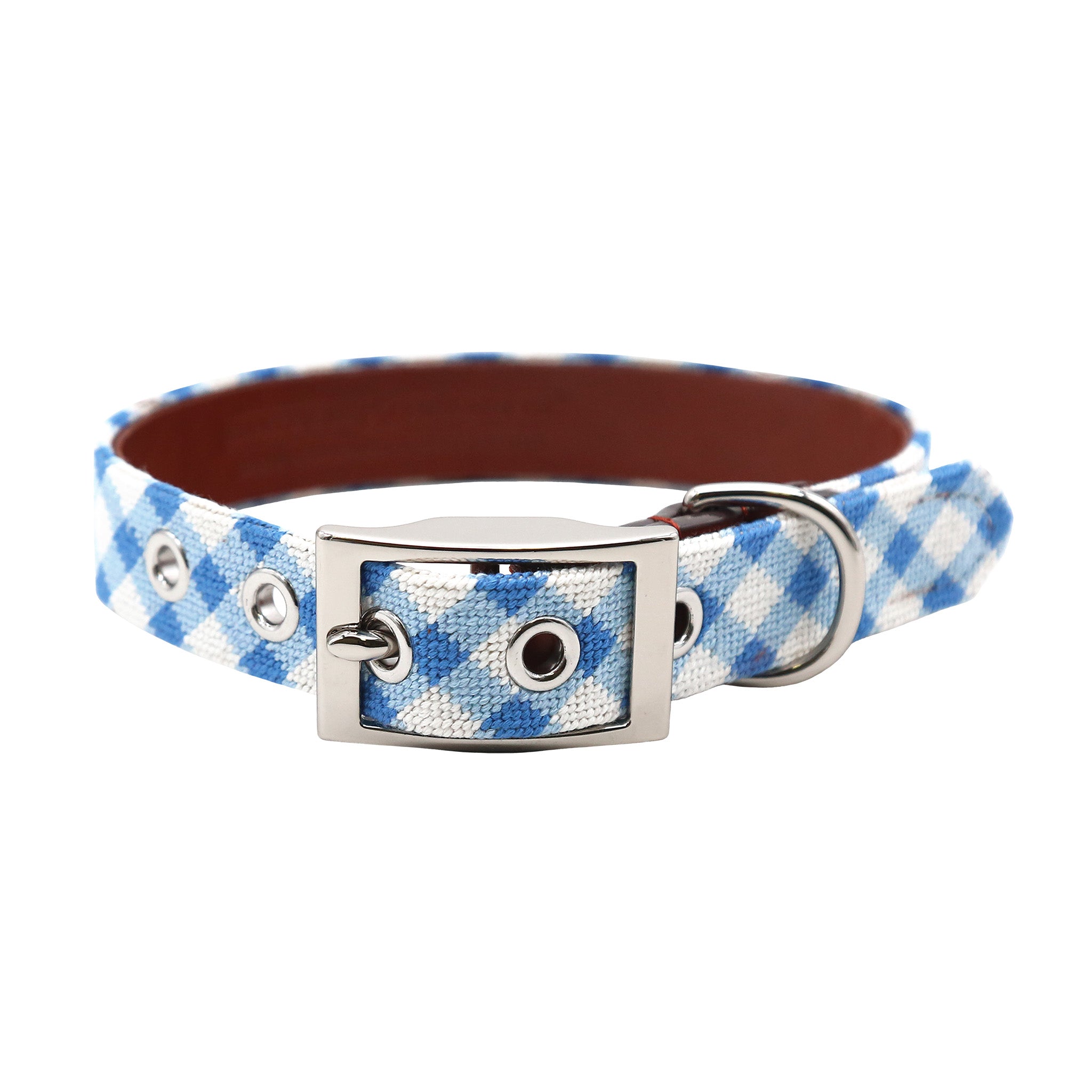 Light Blue Gingham Dog Collar Smathers Branson