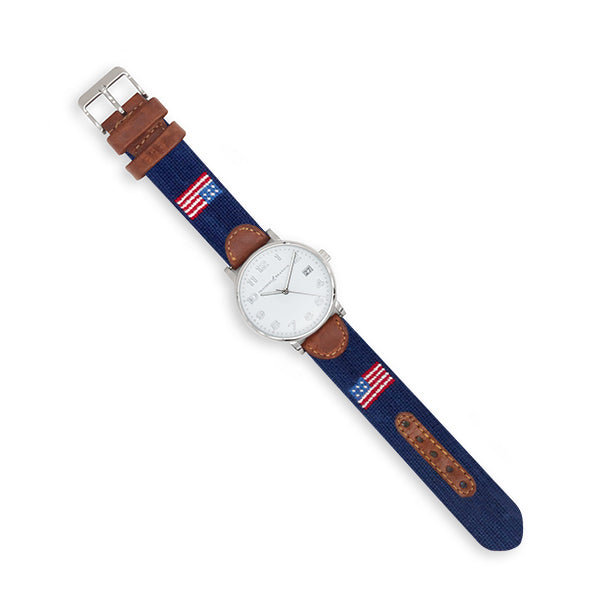 American Flag Watch (Classic Navy) (Silver Face) (Final Sale)