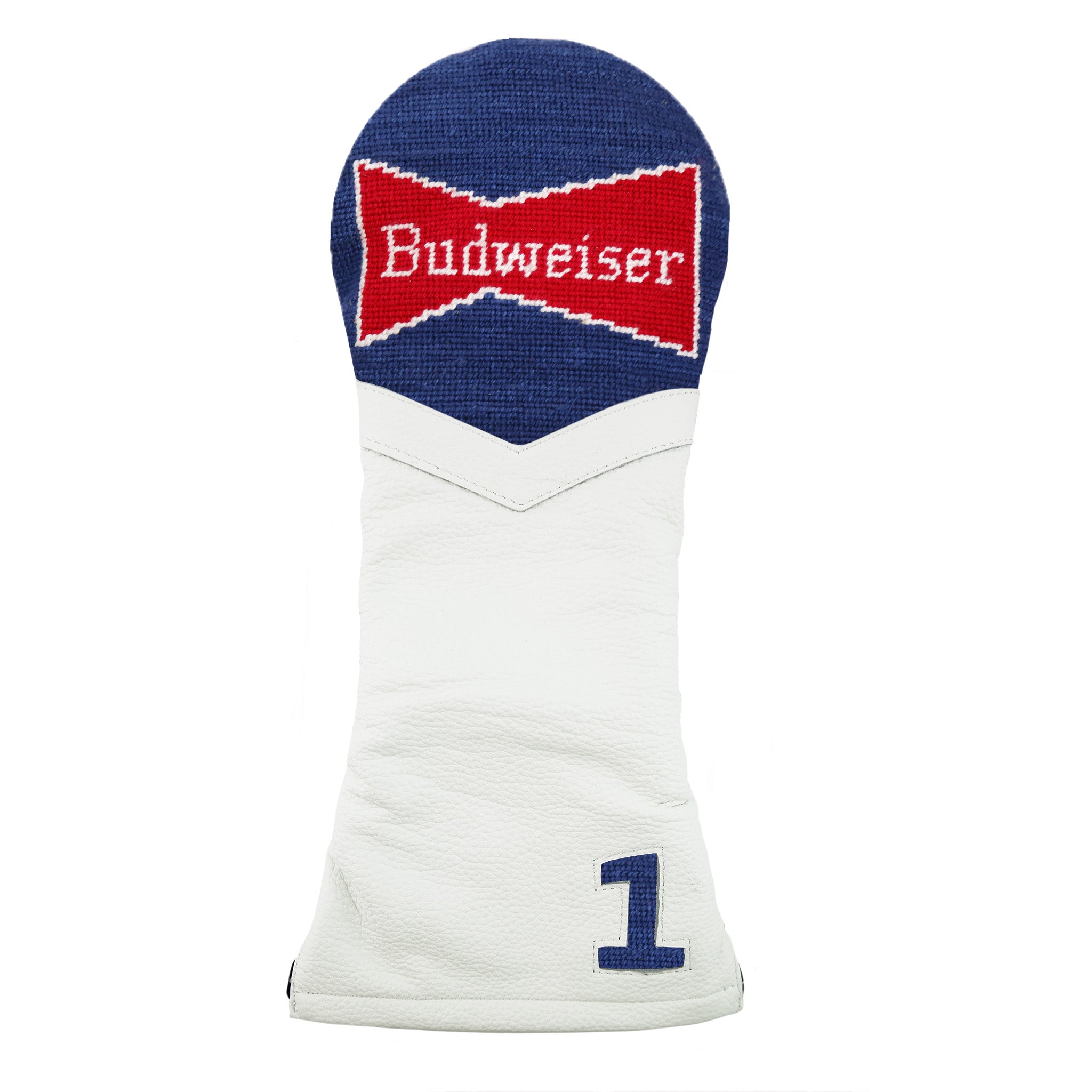 Budweiser Vintage Bowtie Driver Headcover (Classic Navy) (White Leather)