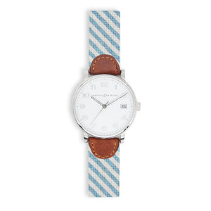 Blue Seersucker Watch (Silver Face) (Final Sale)