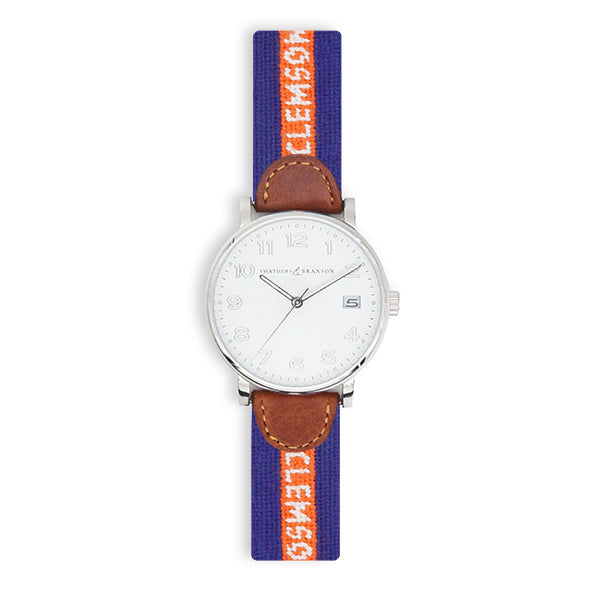 Clemson Text Surcingle Watch (Purple) (Silver Face) (Final Sale)