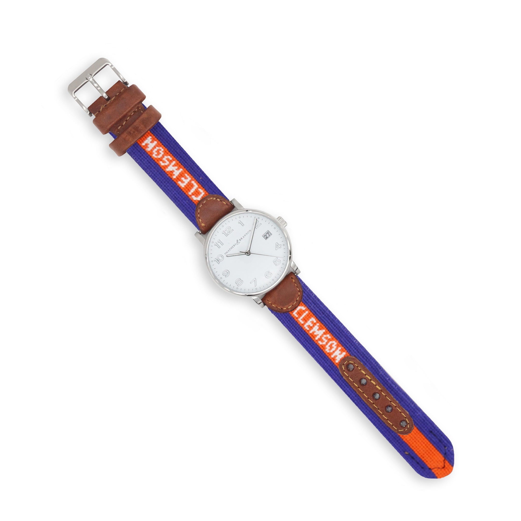 Clemson Text Surcingle Watch (Purple) (Silver Face) (Final Sale)