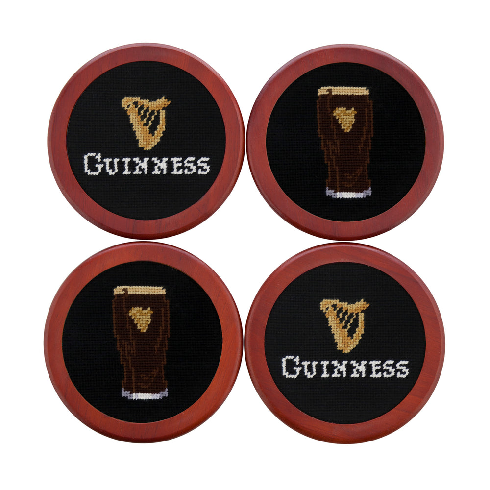 Guinness Harp Text-Glass Coasters (Black)