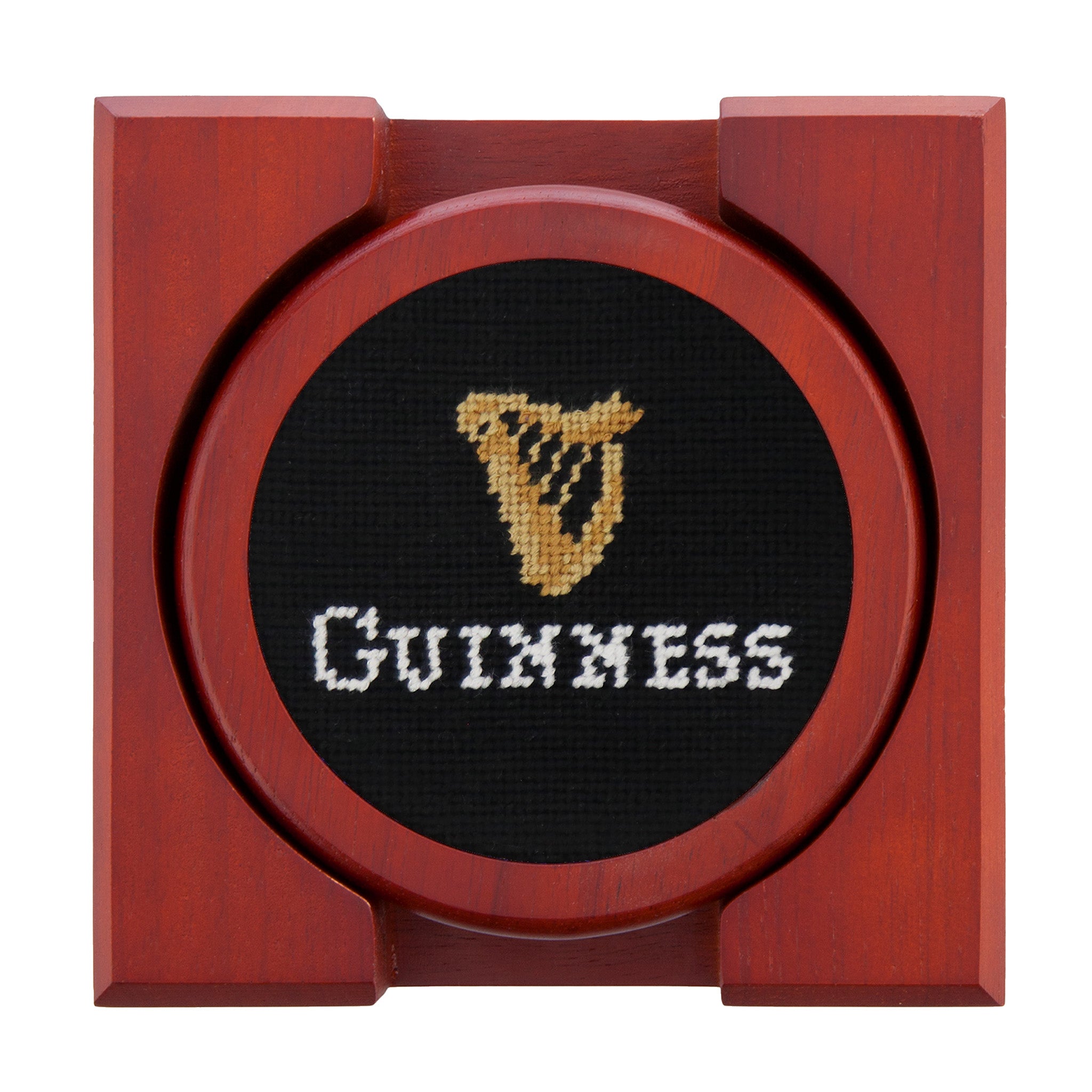 Guinness Harp Text-Glass Coasters (Black)