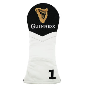 Guinness Driver Headcover (Black) (White Leather)