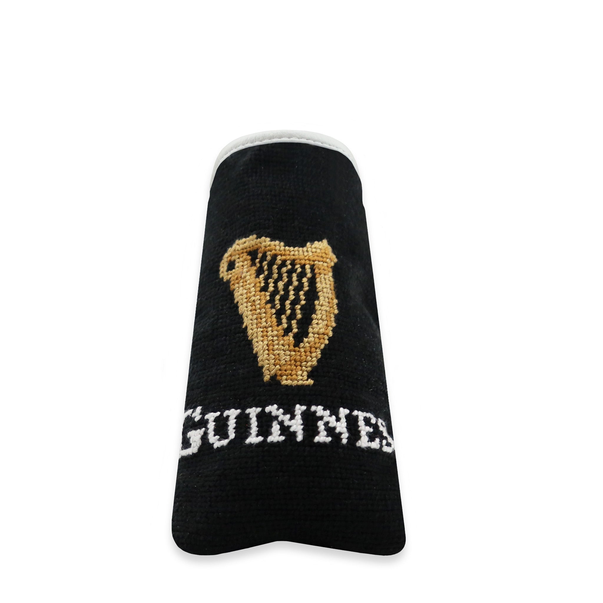 Guinness Putter Headcover (Black) (White Leather)