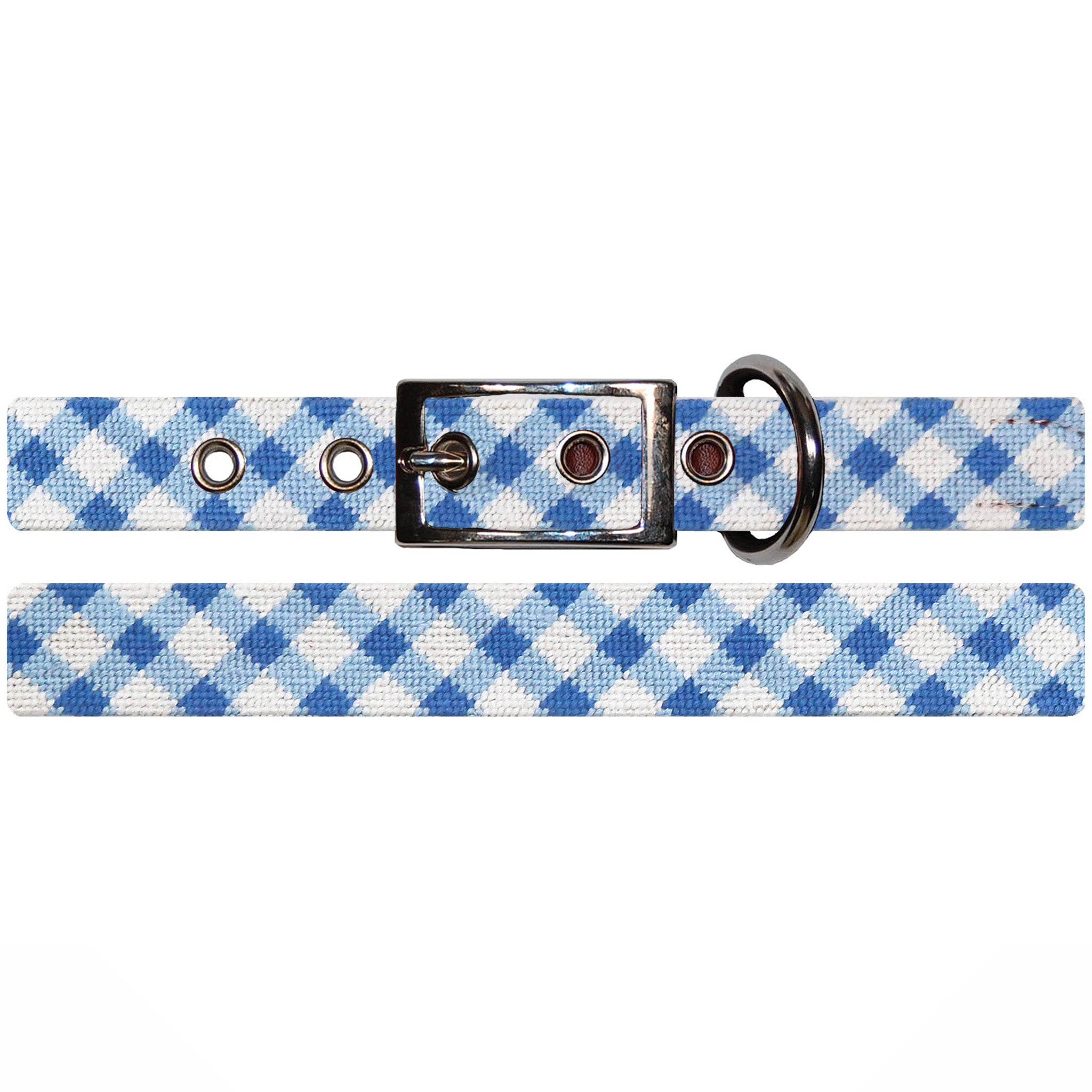 Blue gingham dog collar best sale