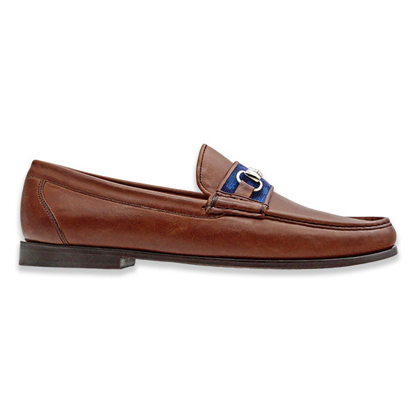 Navy Camo Downing Bit Loafers (Chestnut Leather)