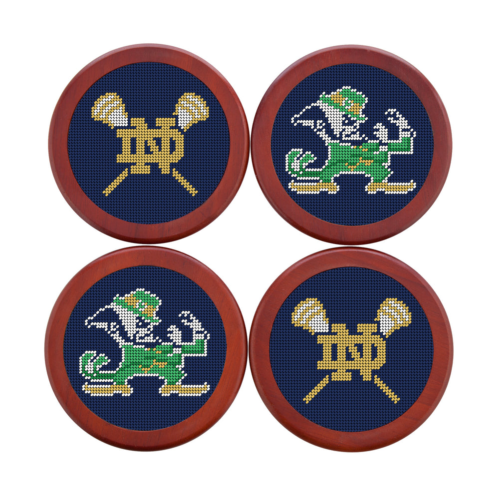 Notre Dame Lacrosse ND Lax Sticks-Leprechan Coasters (Classic Navy)