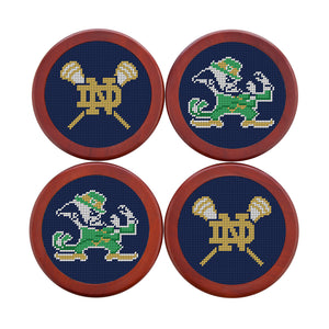 Notre Dame Lacrosse ND Lax Sticks-Leprechan Coasters (Classic Navy)