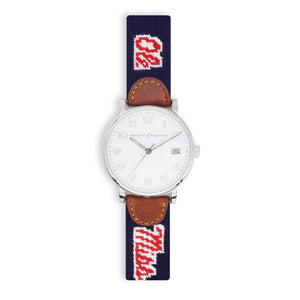 Ole Miss Watch (Dark Navy) (Silver Face) (Final Sale)