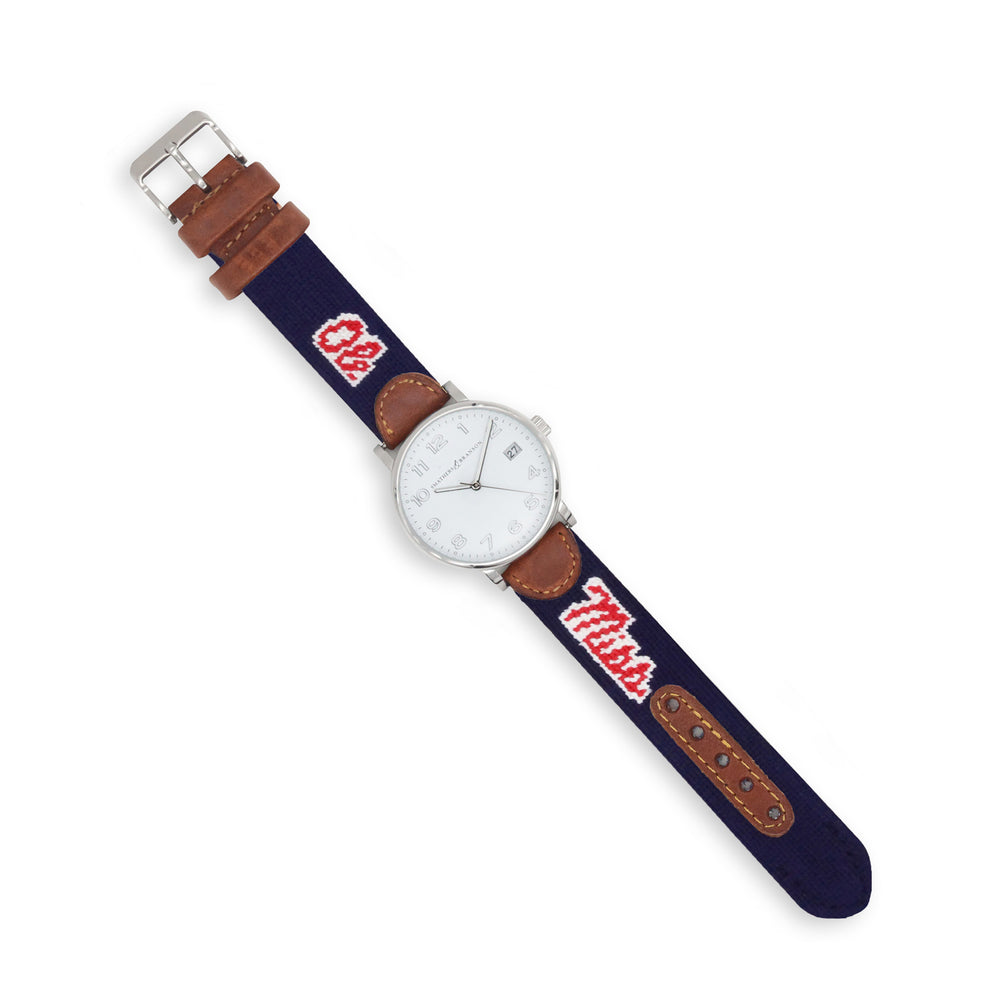 Ole Miss Watch (Dark Navy) (Silver Face) (Final Sale)