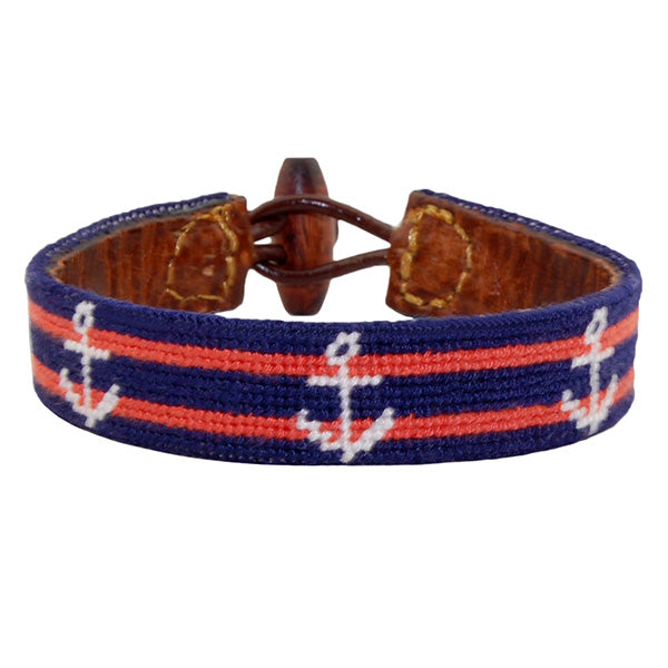 Striped Anchor Bracelet (Dark Navy & Melon) (Final Sale)