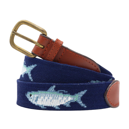  No27 Big Boy Tarpon Fish Nautical Belt, Canvas Belt, Small  Tarpon Fish Ribbon on Navy Webbing: Clothing, Shoes & Jewelry