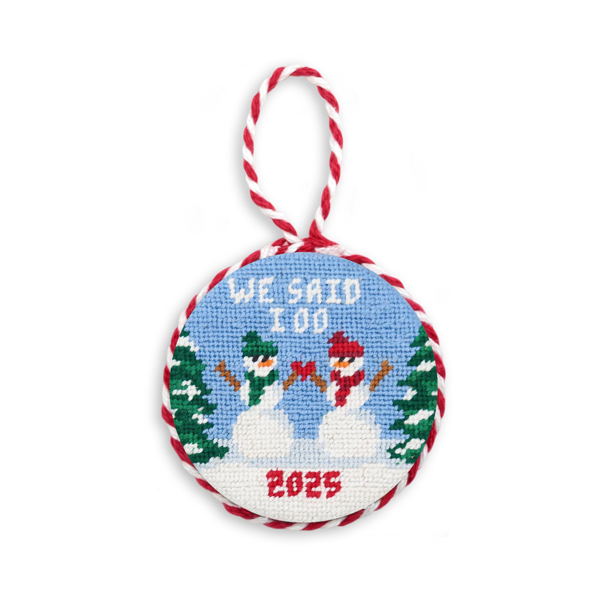 We Said I Do Snowmen 2025 Ornament (Red-White Cord)