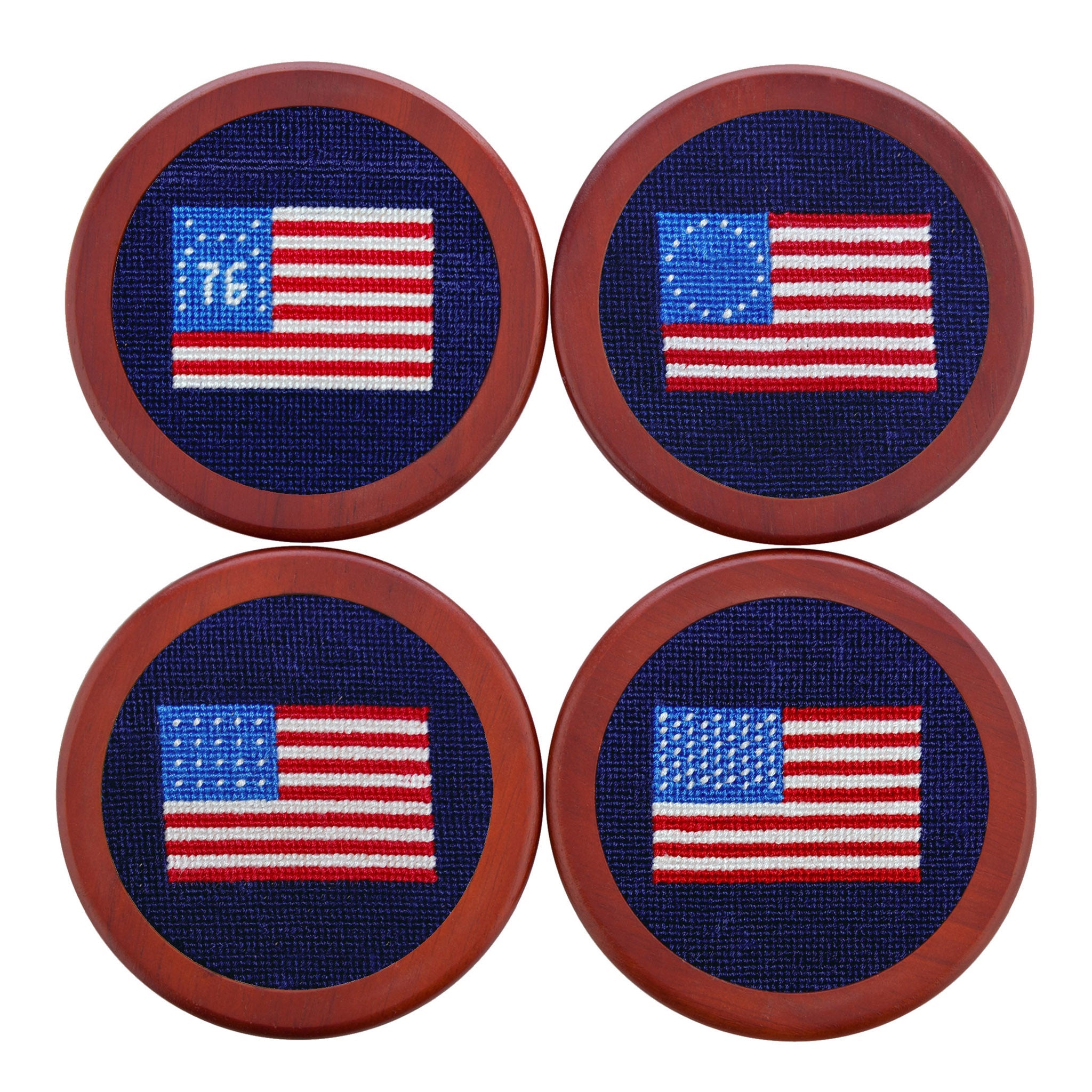 Smathers and Branson American Flag Dark Navy Needlepoint Coasters    