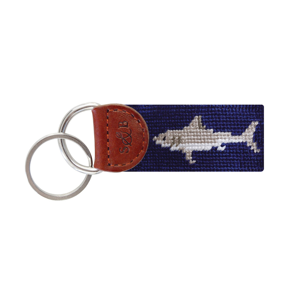 HuckVenture Leather Handstitched Needlepoint Trout Key Fob Key Chain by Huck - Fly Fishing Gift / Fishing Keychain Fey Fob / Rainbow Trout Key Fob