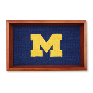 Smathers and Branson Michigan Classic Navy  Needlepoint Valet Tray  