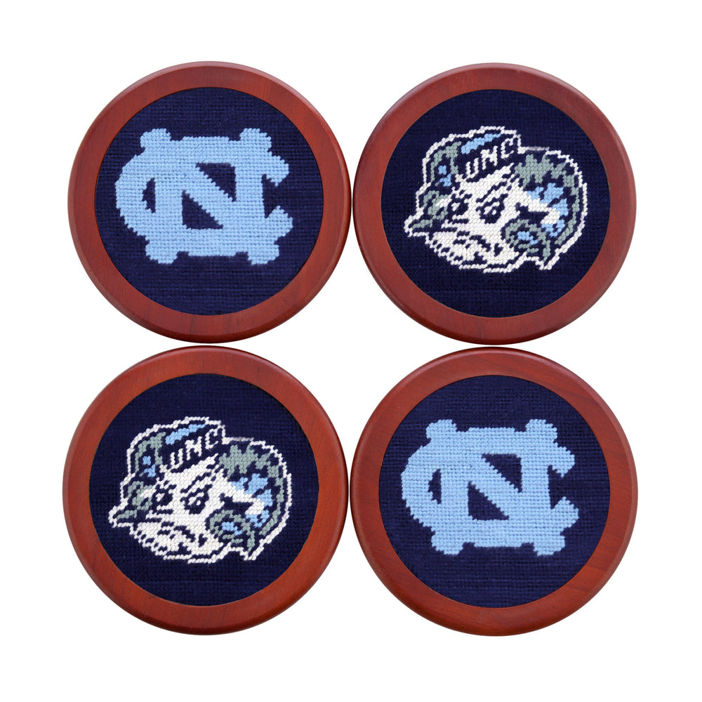 UNC Tar Heels Wood Coaster Engraved 4 Pack - College Fabric Store